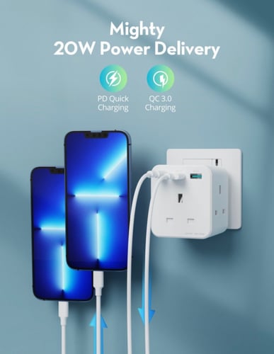 فيش راف باور متعدد 3 مقابس + 3 مداخل للشحن سمارت