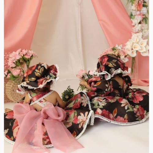 فستان مشجر راقي +شامل قبعه