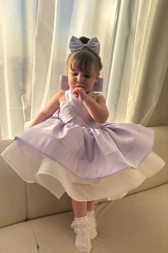 فستان موف منفوش شامل اكسسوار الشعر