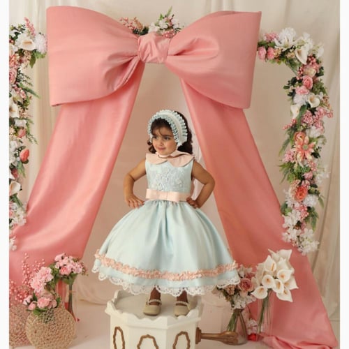 فستان سماوي أنيق+شامل اكسسوار الشعر