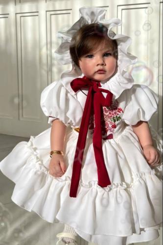 فستان بتطريز الورد مميز شامل القبعه