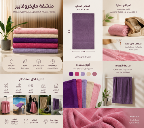 منشفة مايكروفايبر كبيرة
