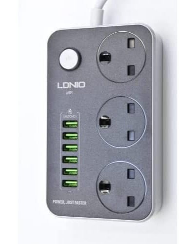 توصيلة كهرباء مترين و 5 منافذ usb
