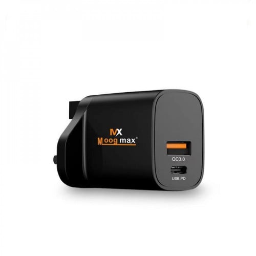 شاحن جداري بمخرجين USB+BD بقوة 38 واط من موج ماكس