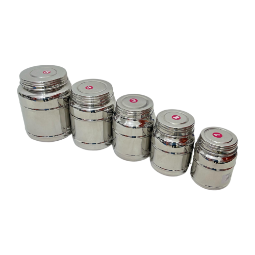 طقم علب بهارات ستانلس ستيل بغطاء سنة 5 احجام