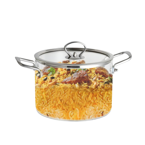 قدر طبخ زجاج حراري بغطاء مقاس4.5 لتر