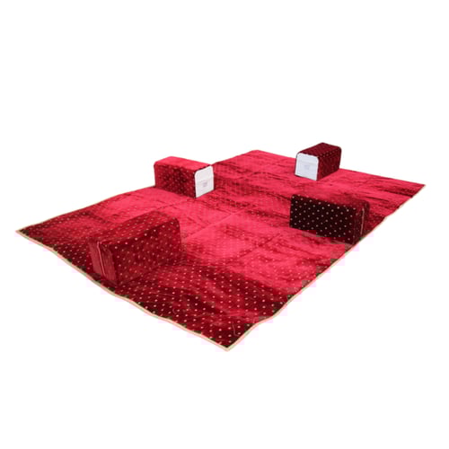 طقم جلسة رحلات خارجية نقش احمر منقط