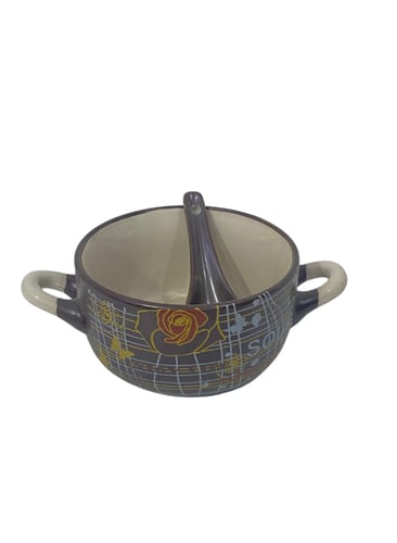 زبدية شربة سيراميك مفرد بني غامق