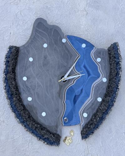 ساعة حجرية ( ازرق ملكي & رمادي )