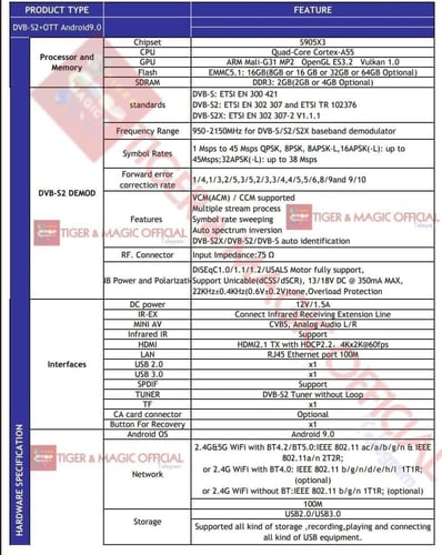 رسيفر تايجر ون بليون ڤي ون برو فوركيه اندرويد TIGE...