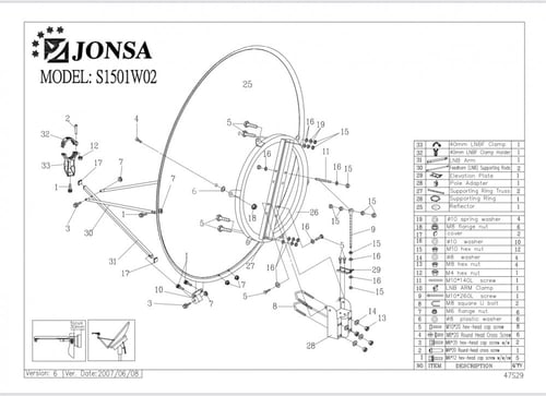 طبق دش جونسا 165 سم بيضاوي Offset Antenna قطعة واح...