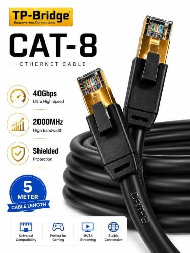 كابل إيثرنت CAT-8 بطول 5 أمتار - كابل شبكة LAN فائ...
