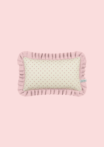 Custom Pinlk Polka Dots Cushion | مخدة بحرفك - ورد...