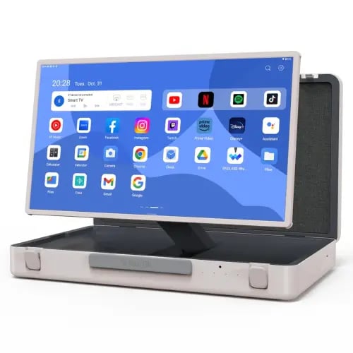 شاشة تكتك الذكية المتنقلة 27 بوصة بتصميم حقيبة (Taktik Briefcase) — أندرويد 12، 8/128، بطارية 6800