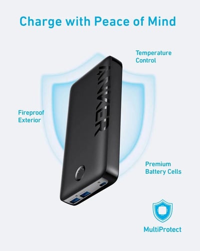 بطارية انكر بمنفذين USB-A و منفذ PD بسعة 20000 + ك...