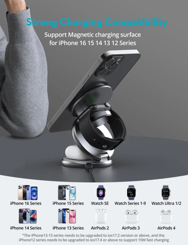 منصة شحن راف باور بريميوم ستاند وشاحن ماج سيف بقوة...