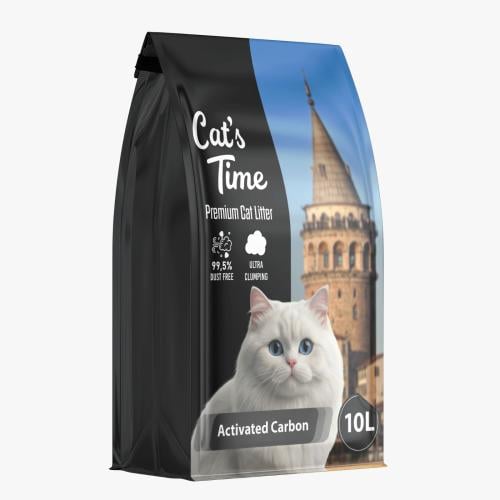 رمل قطط Cats Time 10L برائحة الكاربون