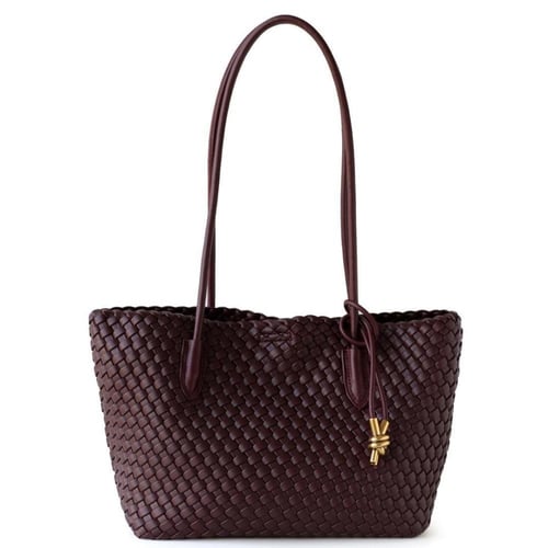 ‏ Classic Golden Knot Tote - burgundy