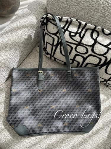 F tote bag large size- gray