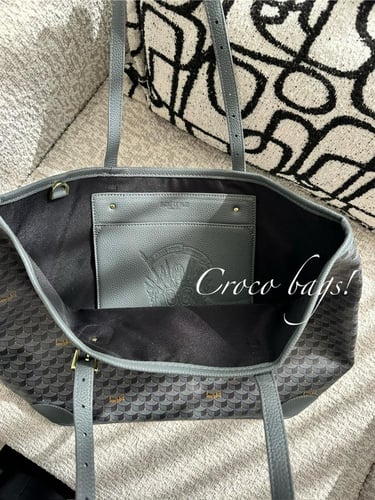 F tote bag large size- gray