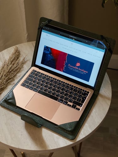 laptop case 13 inch - olive green python