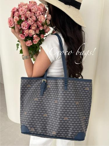 F tote bag large size- navy blue