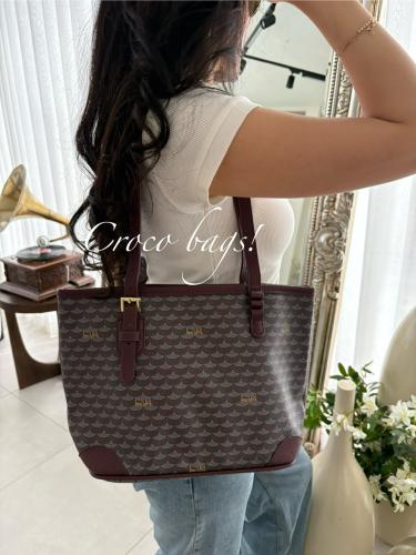F tote bag small size- Burgundy