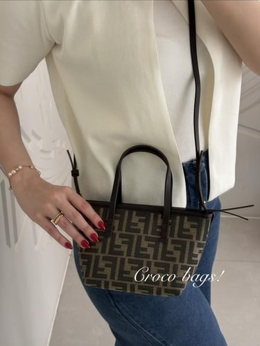 FF mini Roll cotton tote bag - black brown