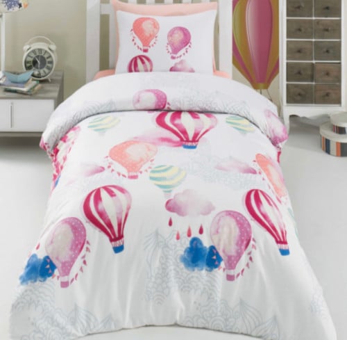 طقم مفرش أطفال تركي قطن 4 قطع مناطيد (بدون حشوة) م...