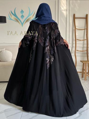 Abaya crepe special embroidery computer and glitter, the story is itreat