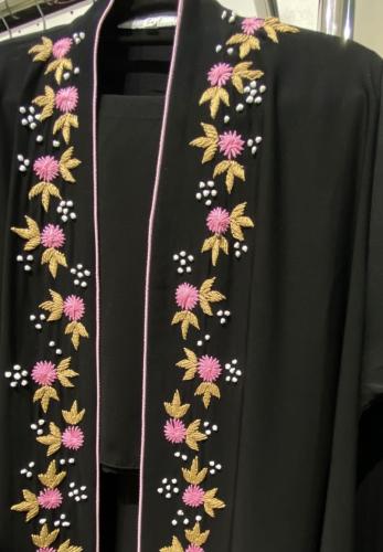 Crepe abaya with hand embroidery with threads