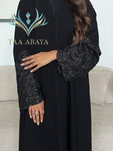 Crepe special abaya with embroidery on the sleeves...