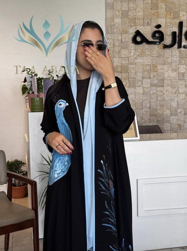 عباية كريب سبيشل رسم يدوي وشك يدوي، القصة استريت