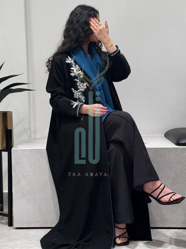 عباية كريب بلقيس شك يدوي بالخيوط، القصة حرف A ونغي...