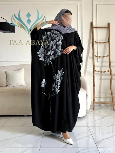 Special crepe abaya with hand-drawn embroidery, Beshṭ fabric