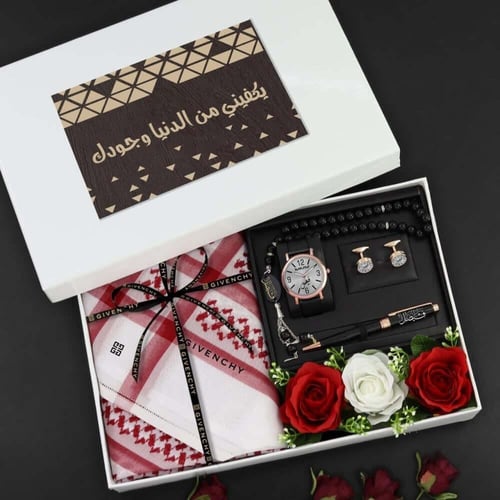 ساعة راقية مع شماغ جفنشي هدية لا تنسى