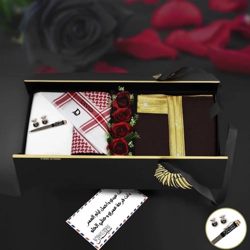 هدايا رجالية فخمة | بوكس ملكي متكامل (شماغ ومشلح)...