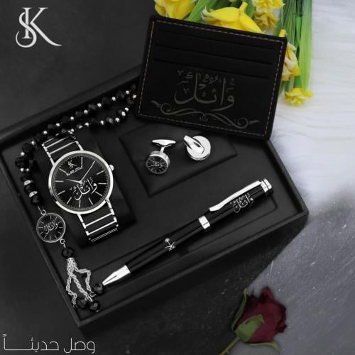 أطقم ساعات رجالية راقية مع إكسسوارات أنيقة باسمك أ...
