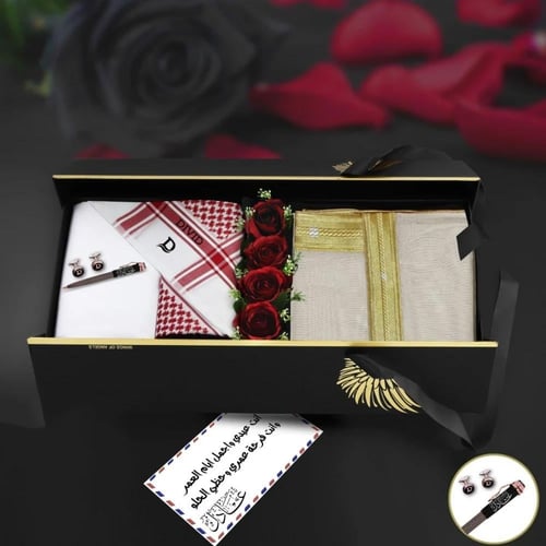 هدايا رجالية فخمة | بوكس ملكي متكامل (شماغ ومشلح)...