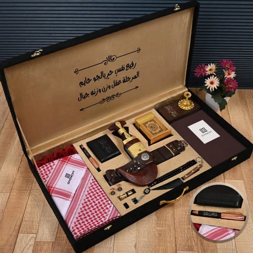 هدايا رجاليه بوكس خنجر مع قماش وشماغ ماركة جيفنشي
