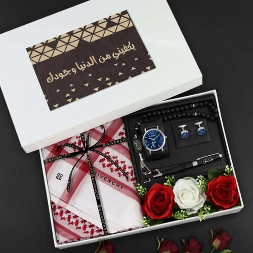 ساعة راقية مع شماغ جفنشي هدية لا تنسى