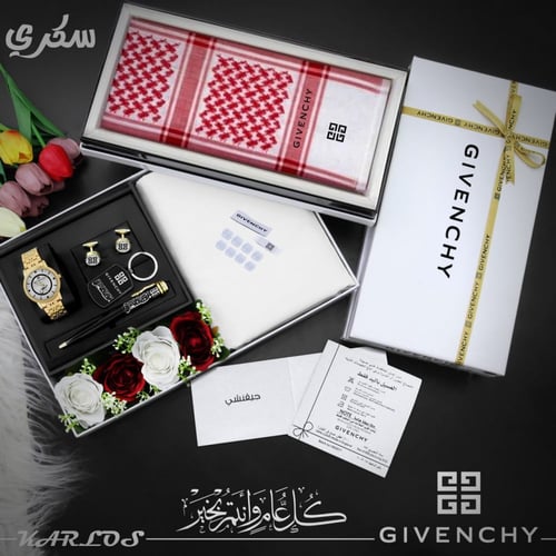 طقم رجالي جيفنشي فاخر – شماغ وساعة مخصصة حسب الطلب