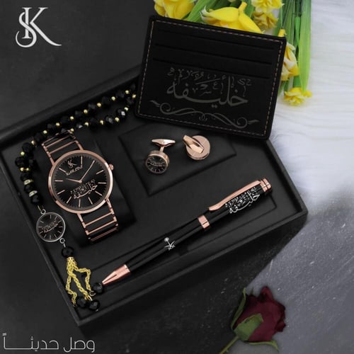 أطقم ساعات رجالية راقية مع إكسسوارات أنيقة باسمك أ...