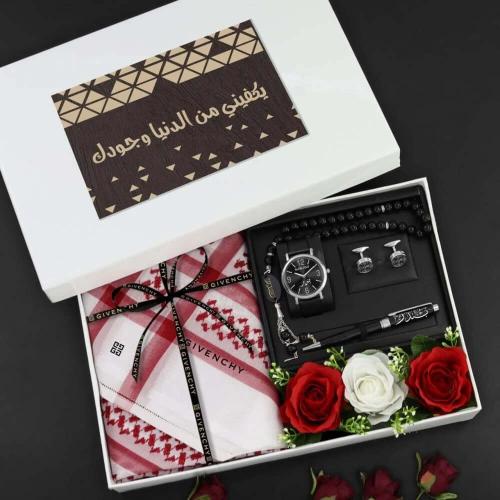 ساعة راقية مع شماغ جفنشي هدية لا تنسى