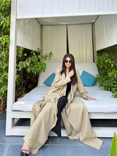 عباية حرير لاميه دبل فيس