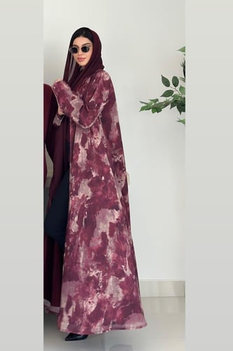 عبايه مموج العنابي