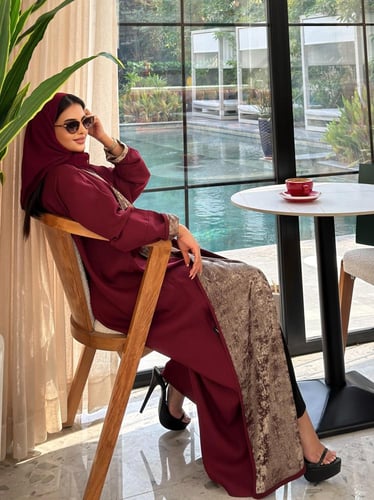 عباية حرير لامية دبل فيس