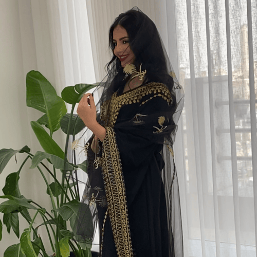 طرحة تل أسود سيفين ونخلة ذهبي