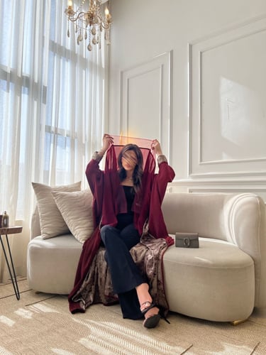 عباية حرير لامية دبل فيس