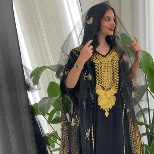 طرحة تل أسود سيفين ونخلة ذهبي